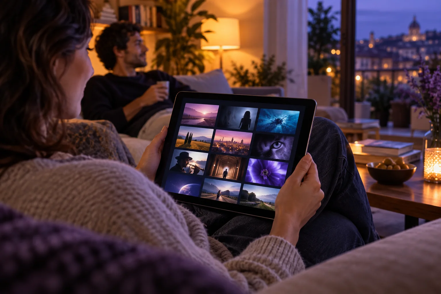 Una persona sfoglia contenuti video su un tablet
